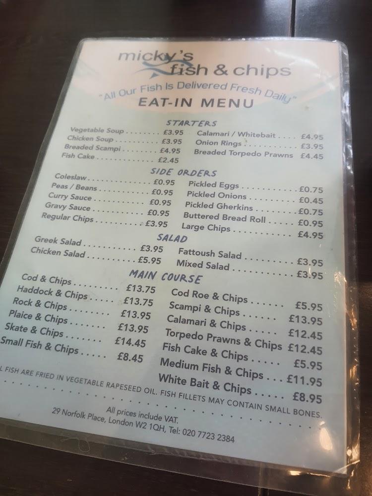 Micks Chips Menu Signature Dishes Seasonal Specials